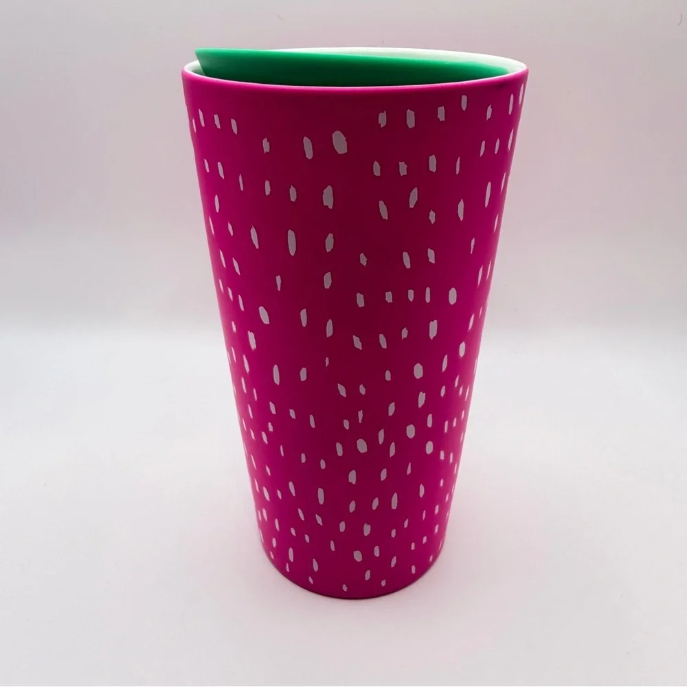 New Starbucks 2022 Summer Dots Strawberry Neon Pink Ceramic Travel Tumbler